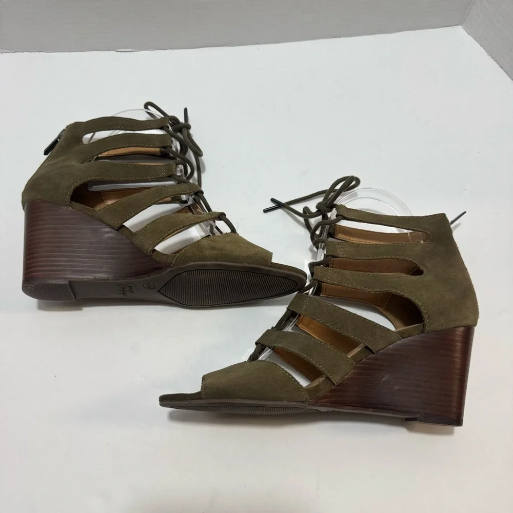 Crown Vintage Khaki Wedge Sandals